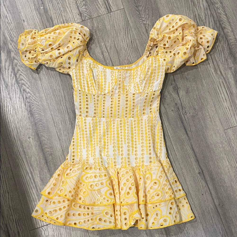 Charo Ruiz Yellow and White Mini Dress